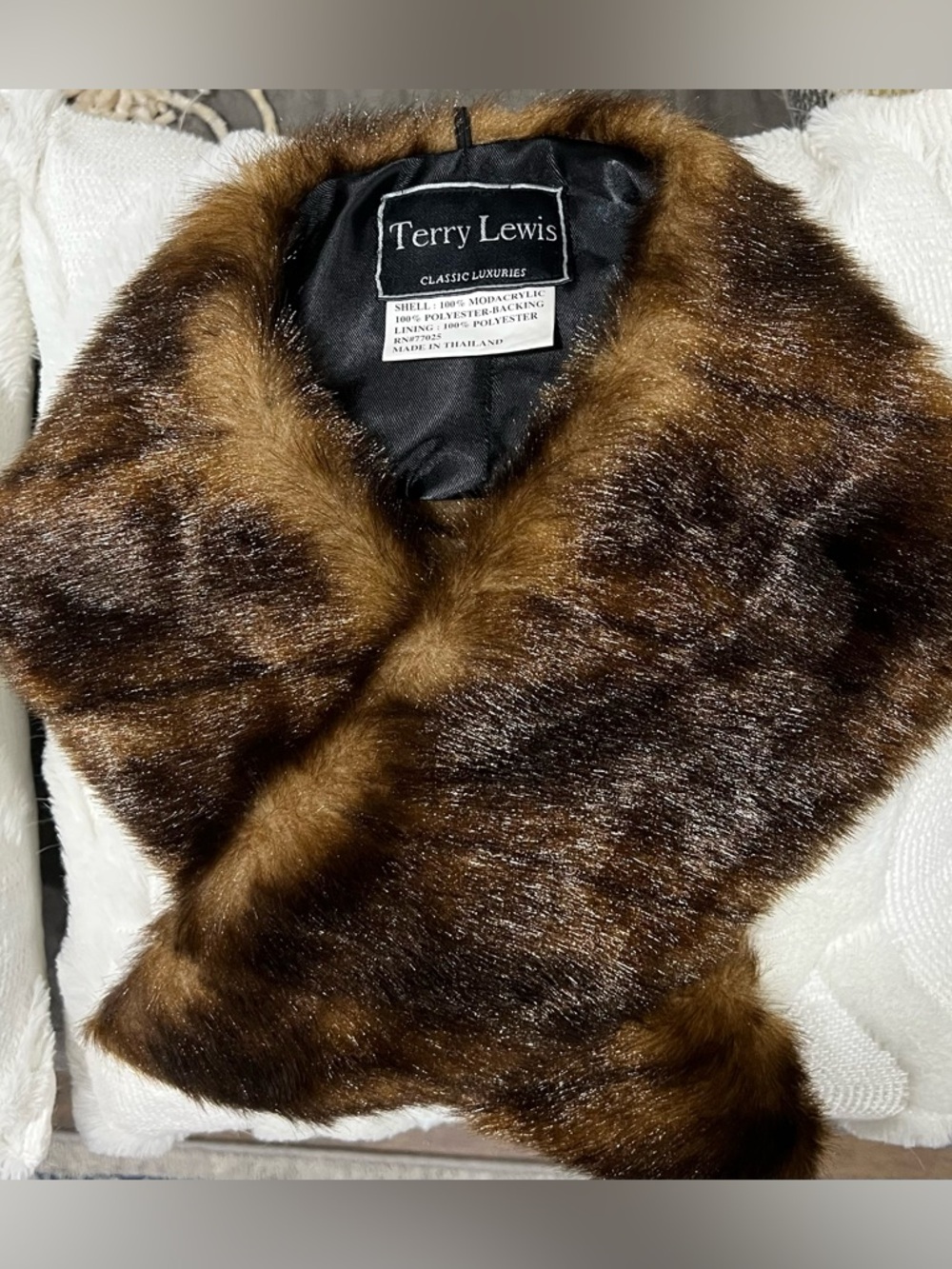 Vintage Terry Lewis Faux Fur Wrap Stole NWT
